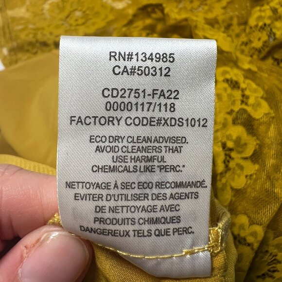 NWT For Love and Lemons Tiana Lace Mini Dress One-Shoulder Floral Yellow XS - Picture 16 of 16